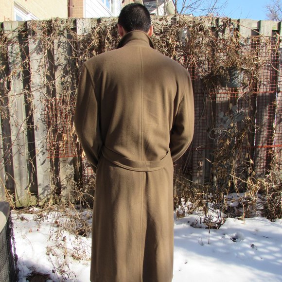 Cashmere Blend Men's Vintage Coat, Tessuto Italian - Picture 4 of 14